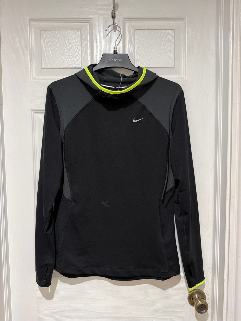 Nike Black Dri-FIT Running Top with Neon Yellow Trim